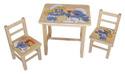 Dřevěný dětský stoleček s židličkami Šmoulové