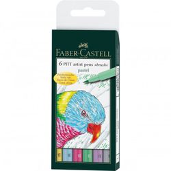 Popisovače Faber-Castell Pitt Artist Pen Brush - 6 ks, pastelové barvy