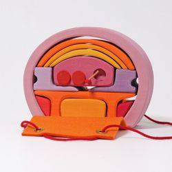 Grimm's -  Mobilní skládací dům - růžová a oranžová