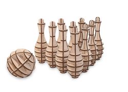Malé dřevěné mechanické 3D puzzle - Bowling