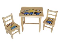 Dřevěný dětský stoleček s židličkami - Mimoni