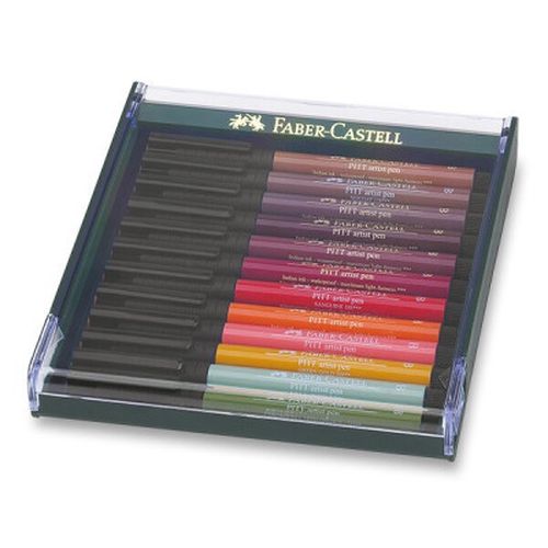 Popisovače Faber-Castell Pitt Artist Pen Brush - 12 ks, podzimní barvy