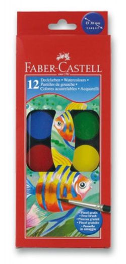 Vodové barvy Faber-Castell velké 30 mm - 12 barev