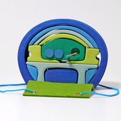 Grimm's -  Mobilní skládací dům - modrá a zelená